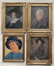 VTG 4 Ornate Gilded Framed Art Prints Wall Pictures Augustus John Antique Style 