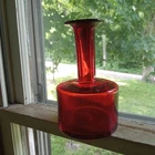 BEAUTIFUL RUBY RED HAND BLOWN BLENKO GLASS BOTTLE LONG NECK ROUGH PONTIL