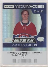 2021 Upper Deck Credentials 2020-21 Debut Ticket Access /999 Cameron Hillis 0n3f