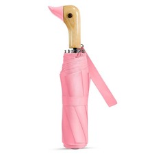 Pink Duck Umbrella Cute - Folding Small Travel Umbrella Compact with Wooden H...