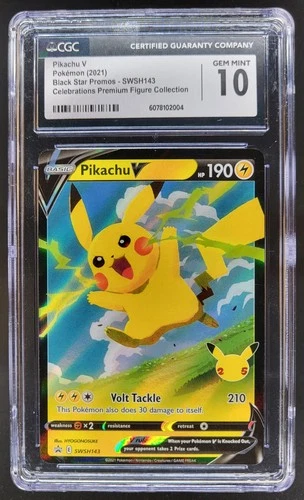 2021 POKEMON PIKACHU V BLACK STAR PROMOS CELEBRATIONS SWSH143 CGC 10 J PT