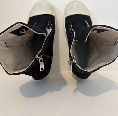 Rick Owens Big Bumper Black Milk Men Size 46 US 12 High Top Canvas Lace Up Zip - Picture 6 of 8