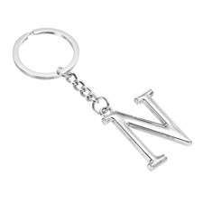 Initial Letter Keychain - Metal Women Girls Gift Key Chain Charm Letter N 