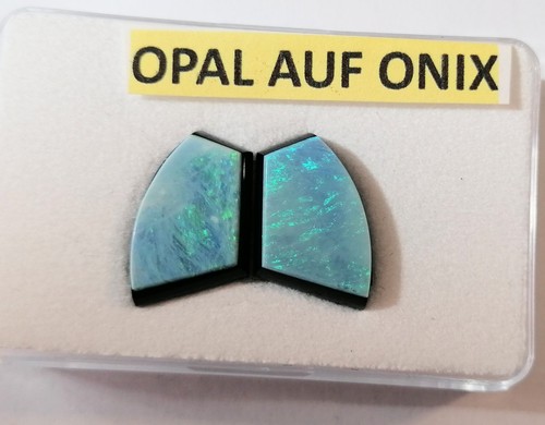 Opal: Opal auf Onix- Paar je ca. 18x12x4mm – Set: ca. 12,5ct