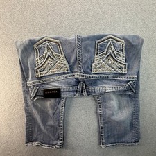Vigoss The New York Capri Jeans Medium Wash Embellished Bling Pockets Blue 32x21