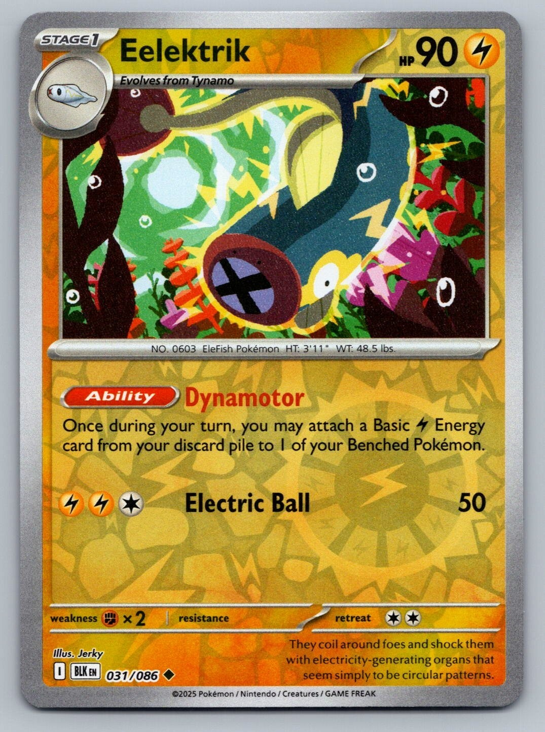 2025 Pokemon Black Bolt Eelektrik 031/086 Reverse Holo