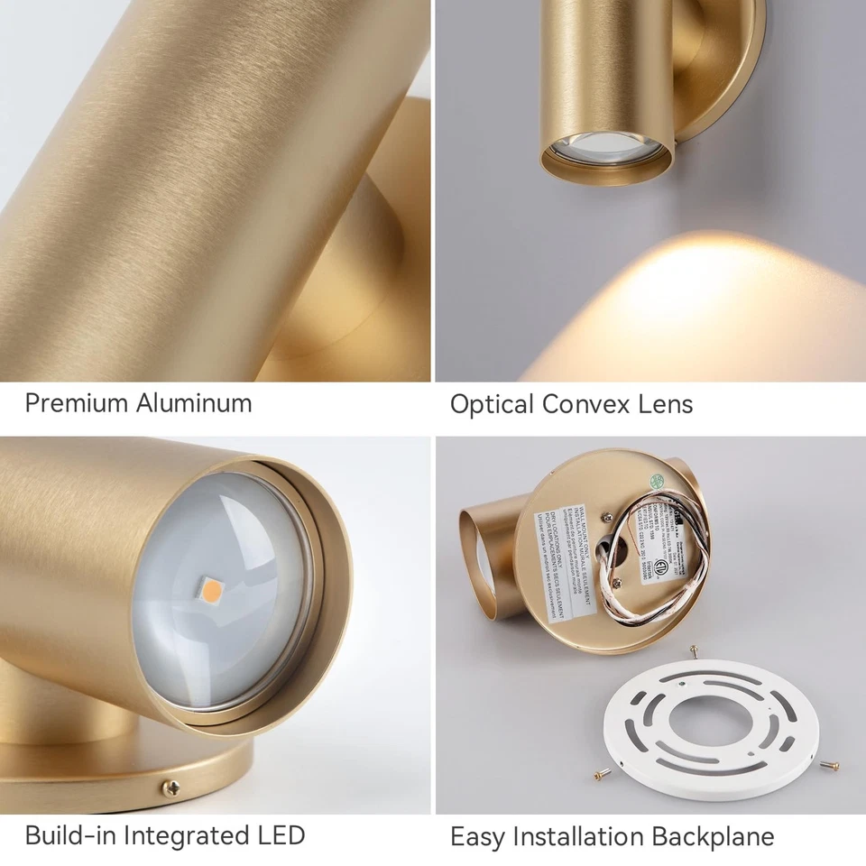 Aplique de pared de cine en casa regulable para interiores 7 W brillante interior... Foto 4 de 4