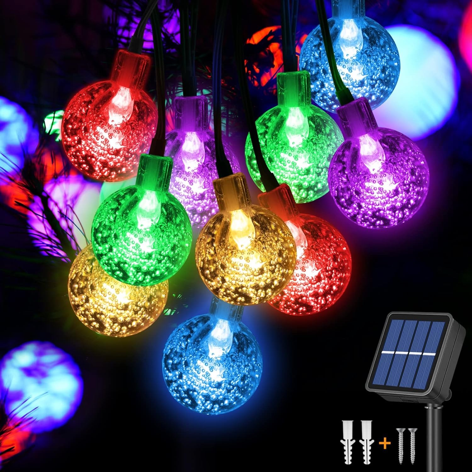 Jsdoin Solar Lights Outdoor Garden,50LED Solar Garden Lights,8 Modes 7.5M/25Ft