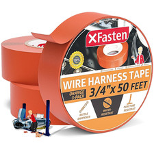 Xfasten Wire Harness Tape Orange 3-Pack 3/4 Inch X 50-Feet Residue-Free Heat Res