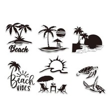 7pcs Reflective Car Sticker Ocean Beach Car Accessories Vehicles Summer Theme