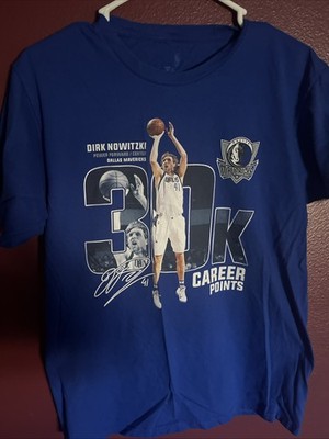 Dirk Nowitzki Dallas Mavericks 30k Career Points T Shirt Blue Men Size Medium M