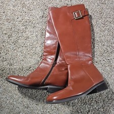 Brown Genuine Leather Side Zip Boots 6M