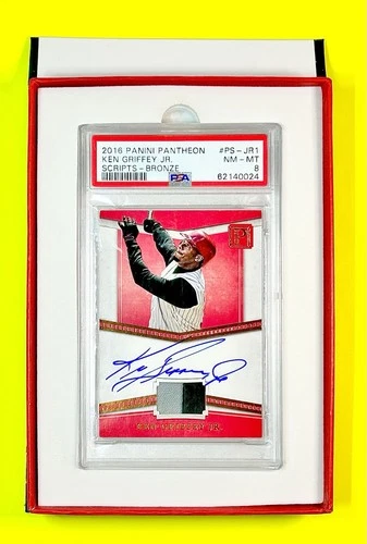 2016 Panini Pantheon Scripts Ken Griffey Jr PATCH AUTO 5/5 SP PSA 8 MINT - HOF