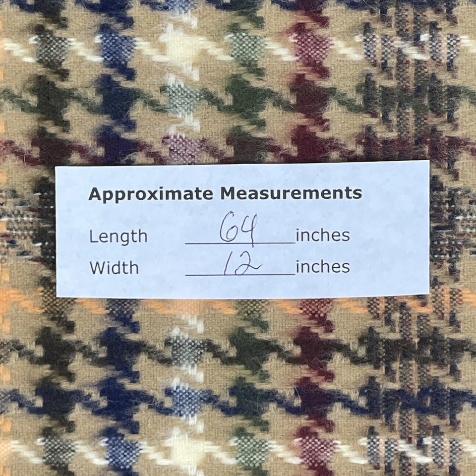 Scottish Cashmere Multicolor Herringbone Fringe Scarf 64x12 Classic Luxury Cozy - Image 4 of 4