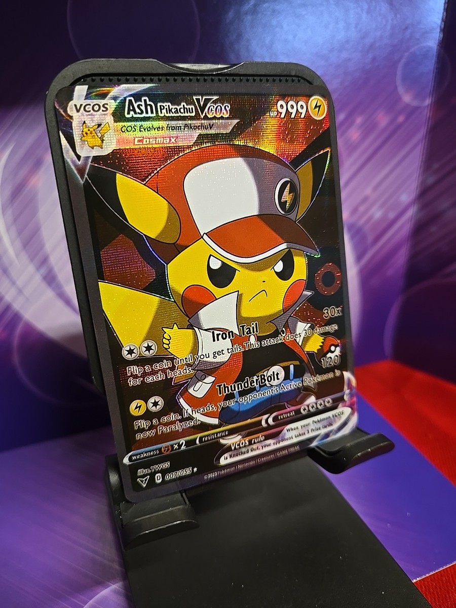 Ash Pikachu VCOS Pokemon Card Holo Cosplay ART FREE SHIPPING