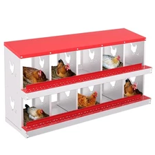 6/8/10 Holes Red &Green Chicken Nesting Boxes Coop Metal Chicken Egg Laying Box