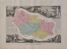 Victor Levasseur: Vintage Map of Somme, Original Engraving, 1869