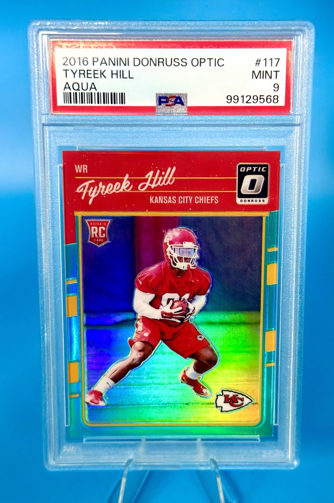 2016 Donruss Optic - Rookies Tyreek Hill #117 Aqua /299 (RC) view 3