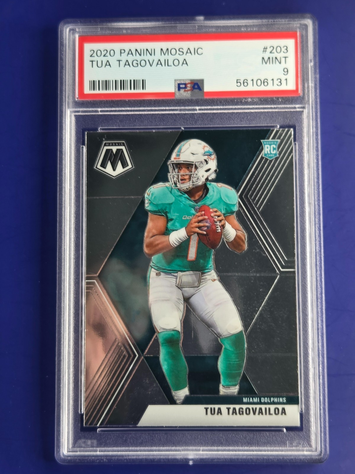 2020 Panini Mosaic #203 Tua Tagovailoa Prizm Silver PSA 9 Miami Dolphins Rookie