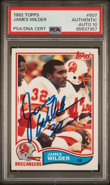James Wilder Autograph ROOKIE Card PSA 10 Topps #507 RARE Tampa Bay Buccaneers