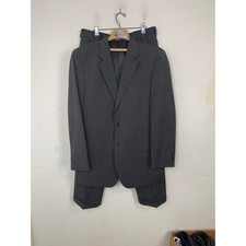 Jos. A. Bank Classic Mens 44L Charcoal Gray 100 Wool Pleated 2 Piece Suit