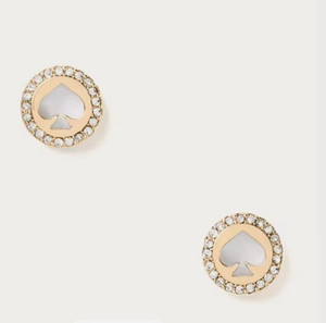 Authentic Kate Spade Women's Spot The Spade Pave Halo Spade Stud Earrings Gold Plated