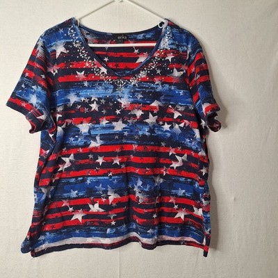 Erika & Co womens 4th of july red white and blue T Shirt size IX used