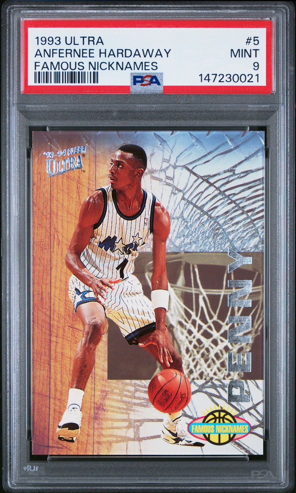 1993 ULTRA FAMOUS NICKNAMES #5 ANFERNEE HARDAWAY PSA 9