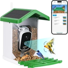 Bird Feeder with Camera, Outdoor Smart Bird Feeder with Solar Panel,