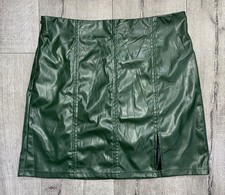 SHEIN Women  s Green Faux Leather Mini Skirt Size L 308