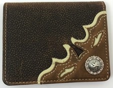 Western Leather Wallet Bifold With Beveled Star 4" X 3.25" Closed