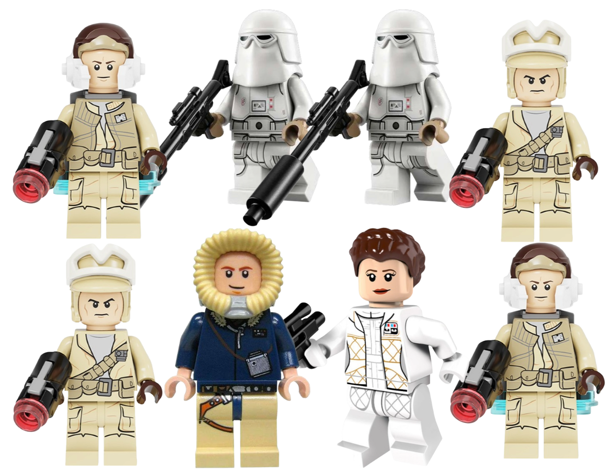 Hoth 8x custom minifigures - Han Solo Princess Leia Rebel Troops