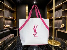 Yves Saint Laurent White Canvas Pink Patent Tote Bag – YSL Parfums