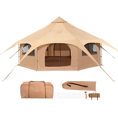 Canvas Tent Seasons ft Bell Tent for Camping with Stove