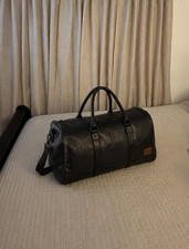 Leather Duffle Bag with Shoe Pouch, Waterproo...
