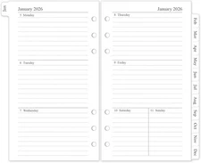 2026 Weekly & Monthly Planner Refill, A6 Portable - Size 3(3.8"x6.8"), white 