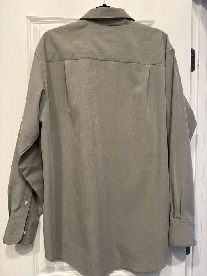 Camisa de vestir Geoffrey Beene satén sin arrugas para hombre talla 17 34/35 azul L/S Foto 2 de 3