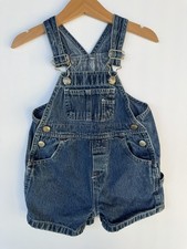 Baby Gap Classic 6-12M Denim Shortalls Overalls Jean Shorts Carpenter Blue EUC
