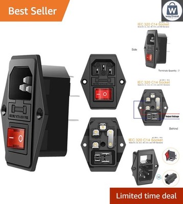 3 Pieces of 10A IEC C14 Power Socket with Switch - Certified Safety Design