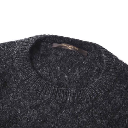 Excellent Louis Vuitton Damier Alpaca Wool Sweater Dark Gray Men XL 5-SH021 - Picture 2 of 9