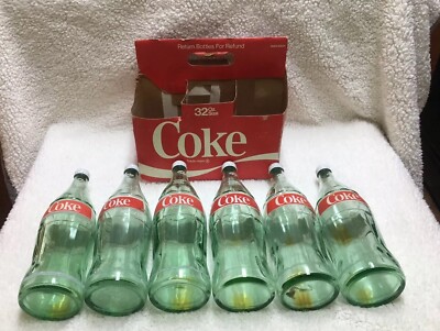 Coca-Cola ガラス瓶 6本セット 1L VINTAGE (6) SIX PACK 33.8 OZ. 1 LITER COCA COLA GLASS