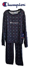 Champion Women's 2 PC Pajama set Long Sleeve Logo - Size XL-2XL