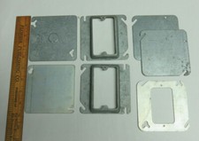 Seven 7 Assorted 4" Square Metal Outlet Box Covers blank, receptacle, etc 