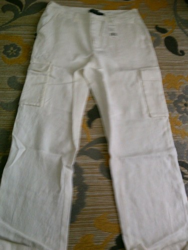 MSRP $145 MEN'S WHITE LINEN CARGO PANTS 