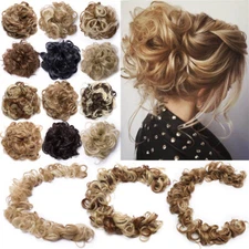 Messy Bun Scrunchie Hair Extensions Updo Ponytail Blonde Hair piece As Human US