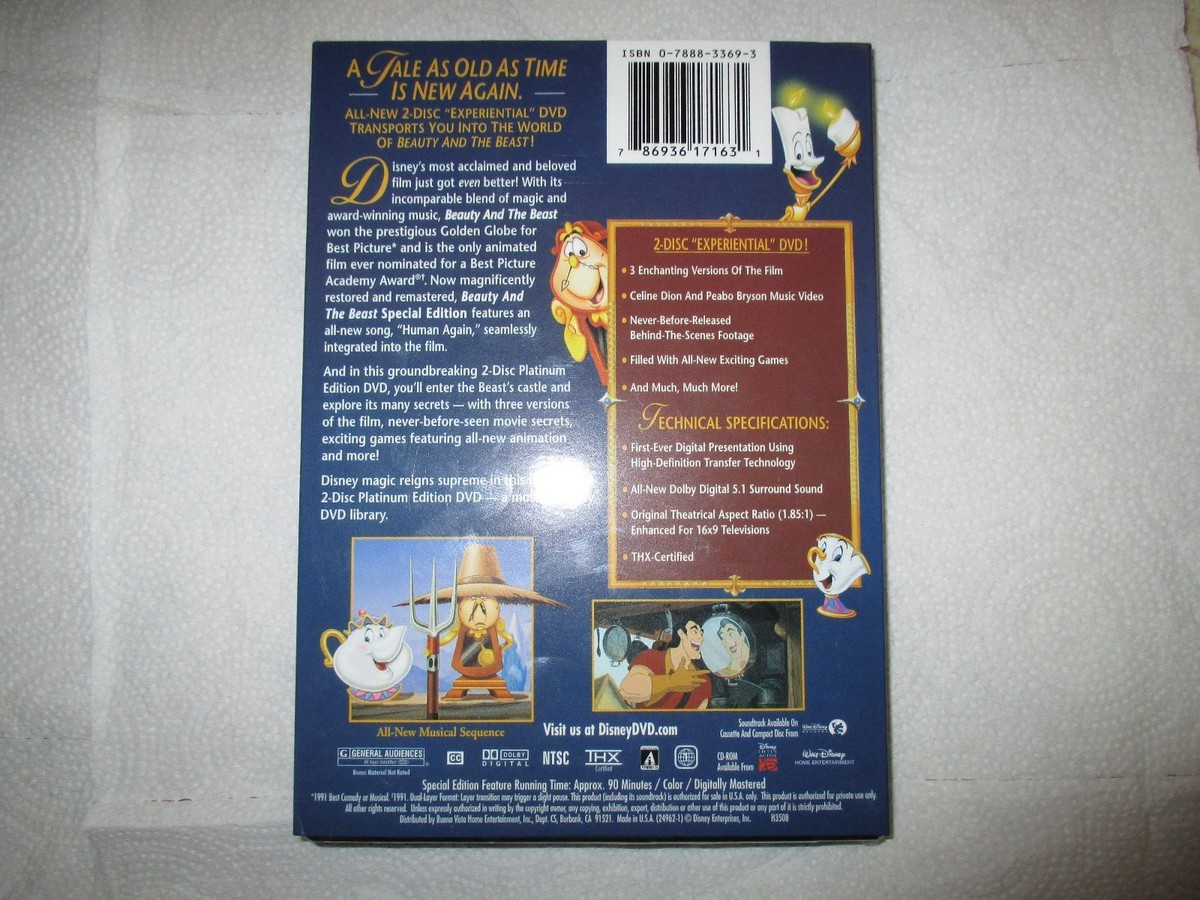Beauty and the Beast (DVD, 2002), 2-Disc Platinum Edition