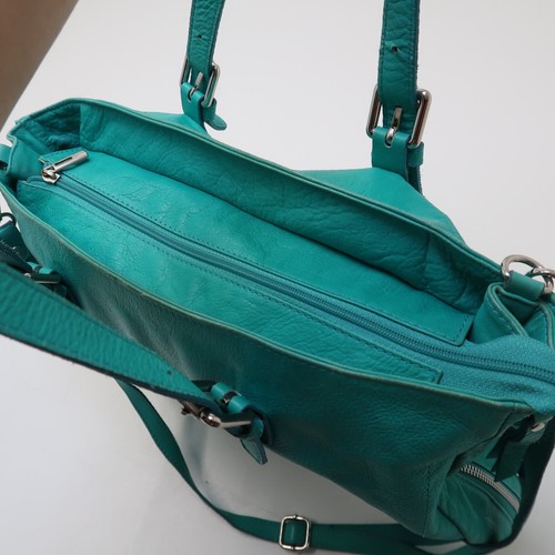 Borse in Pelle Blue Green Leather Handbag Purse Made in Italy Shoulder Bag - Picture 9 of 10