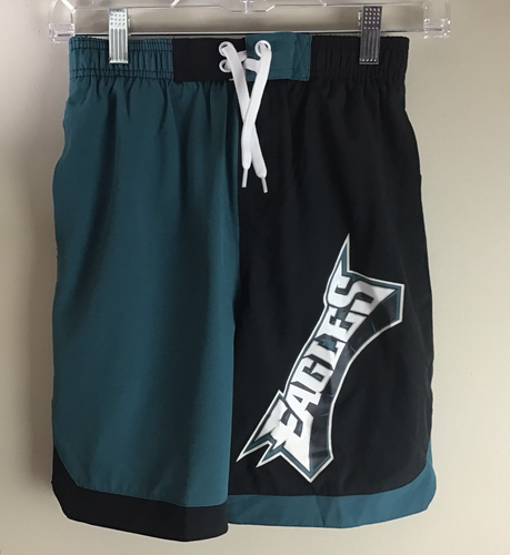NEW Philadelphia Eagles NFL Boys Youth Swim Trunks Shorts Small 8 Green Pockets
