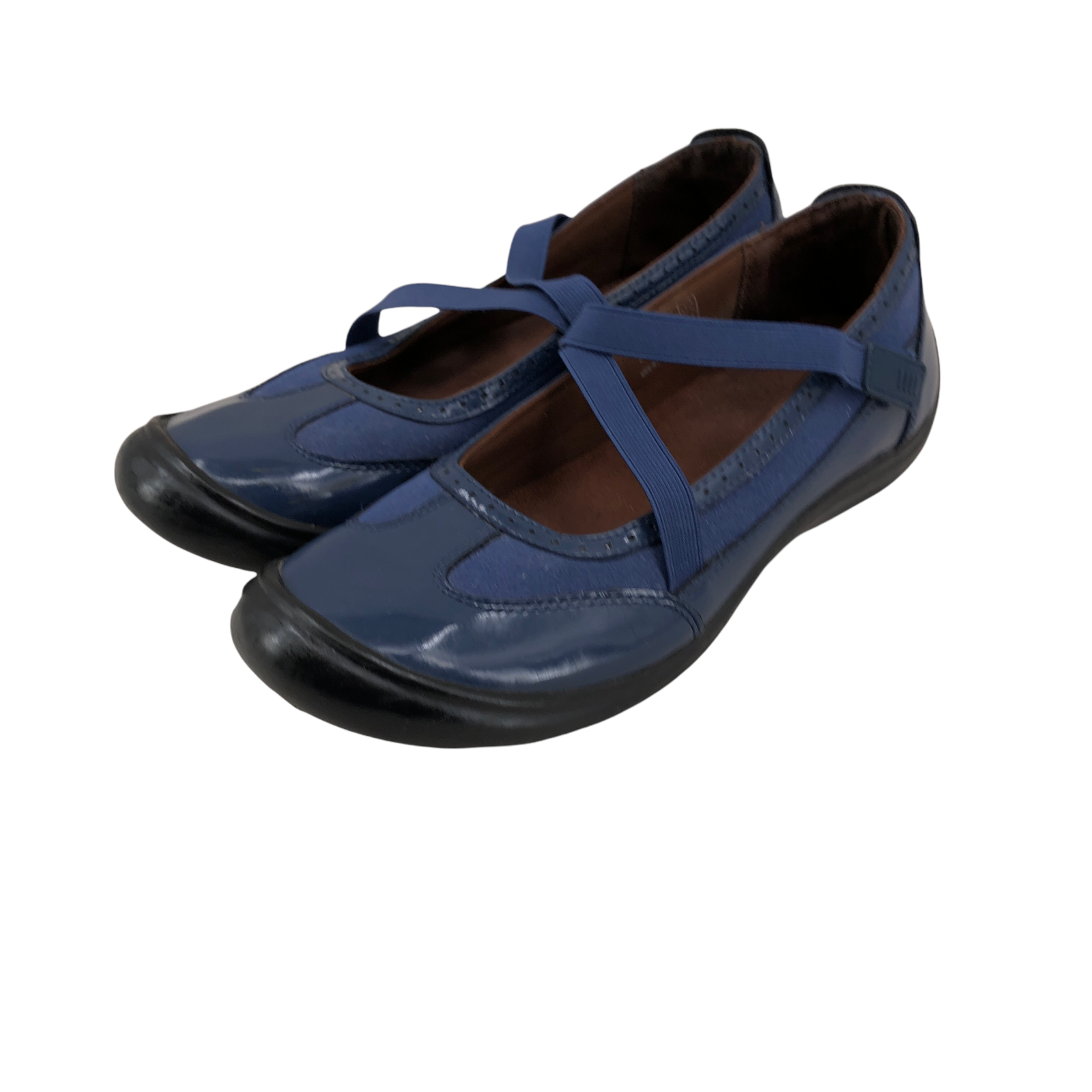 Lands End Women's Shoes Size 8.5 B Dark Blue Adjustable Hook &amp; Loop Mary Jane