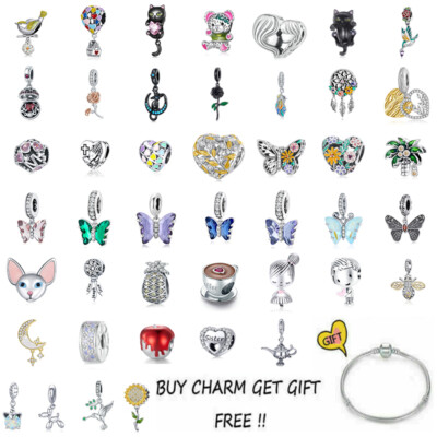 Fashion 925 Sterling Silver CZ Charm Bead Fit Bracelet Necklace Chain Women Gift